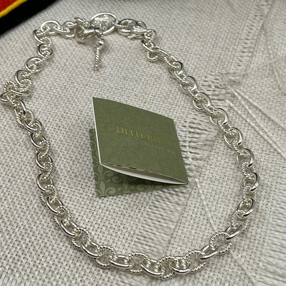 💎 Vintage Judith Ripka Sterling Silver Heart & Key Statement Necklace w/Box Cer - Picture 11 of 16